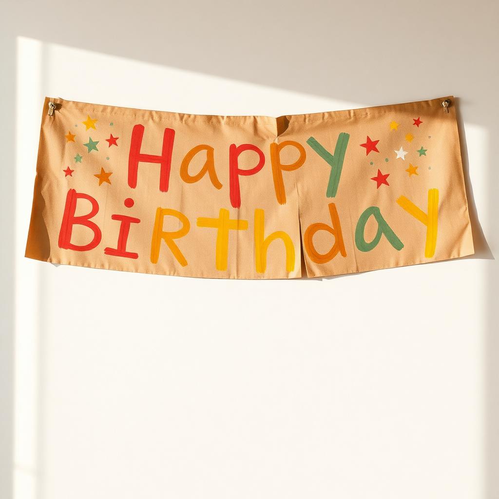 Happy Birthday hand-painted kraft paper banner