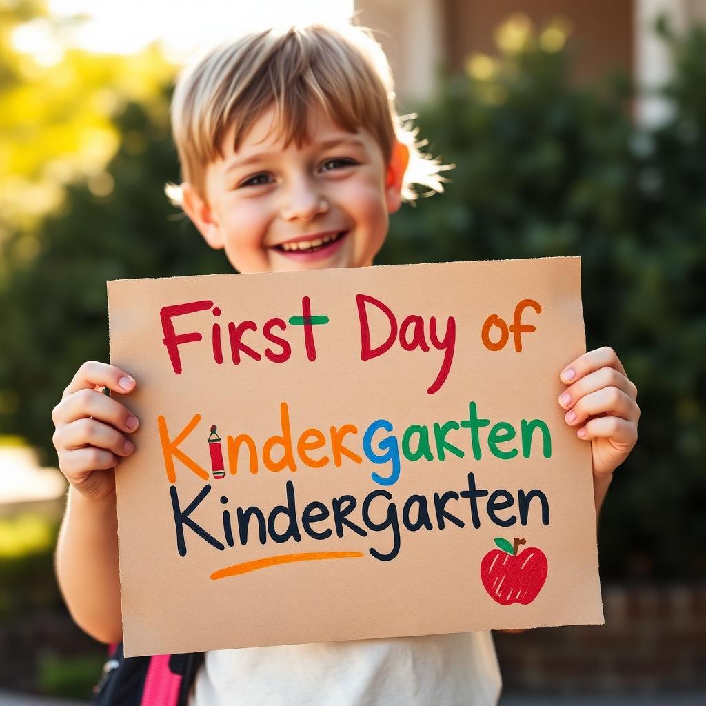 First Day of Kindergarten hand-painted sign