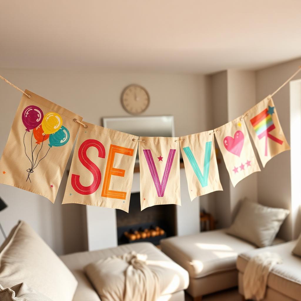 Seven letter kraft paper birthday banner